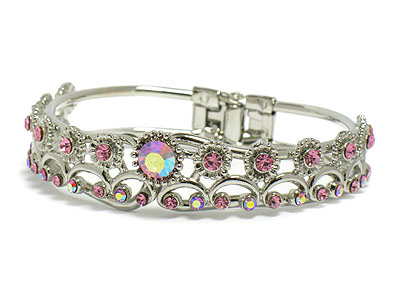 Crystal deco metal hinge bangle