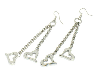 Double heart drop earring