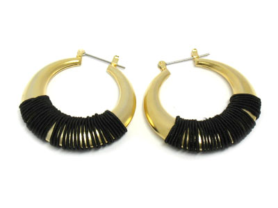 Thread metal hollow hoop earring - hoops