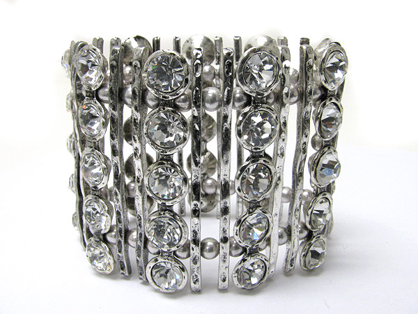 Crystal and metal bar link bracelet