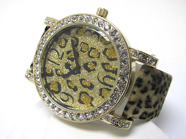 Crystal stud leopard theme fashion watch