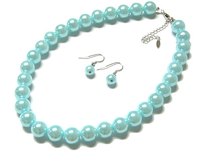 Glass pearl beads necklace set