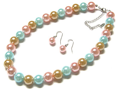 Glass pearl beads necklace set