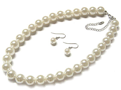 Glass pearl beads necklace set