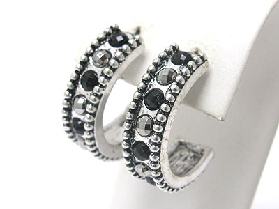 Metallic stone stud arc earring