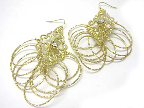 Multi metal hoop dangle earring - hoops