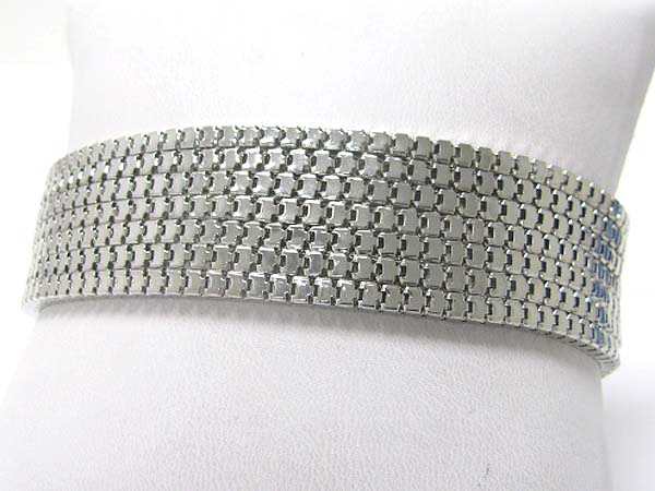 Multi row metal mosaic watch band bracelet