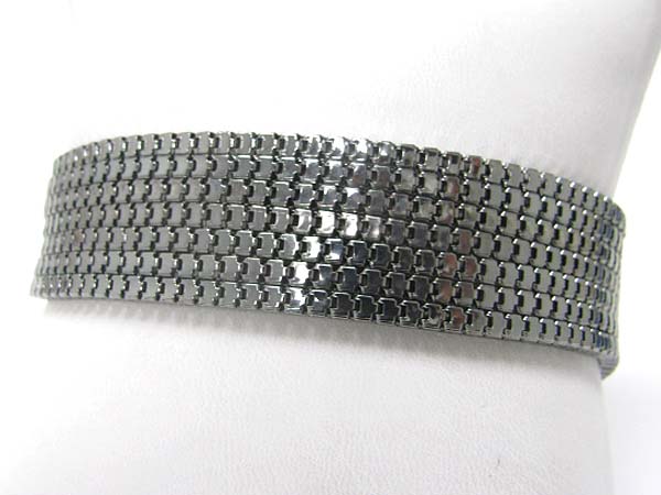 Multi row metal mosaic watch band bracelet 