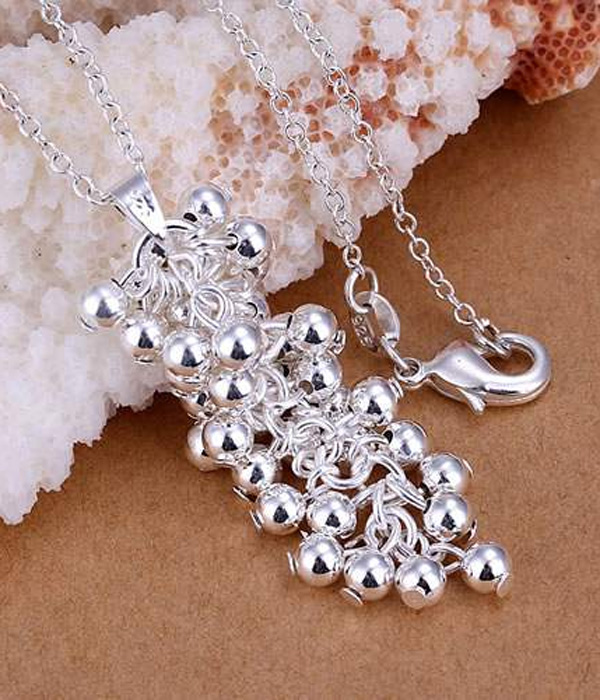 925 sterling silver plating multi ball drop pendant necklace