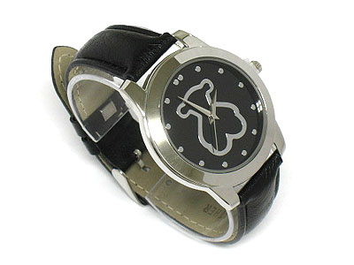 Designer inspired bear leather band watch