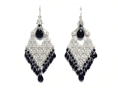 Facet cut glass beads drop earring