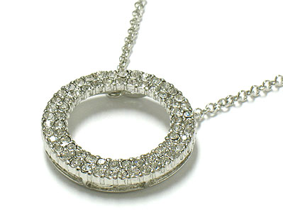 Double line crystal round necklace