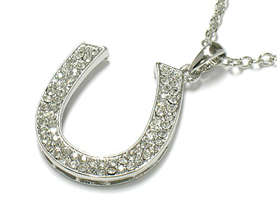 Double line crystal horse shoe necklace