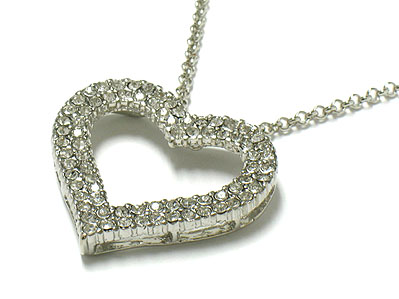 Double line crystal heart necklace