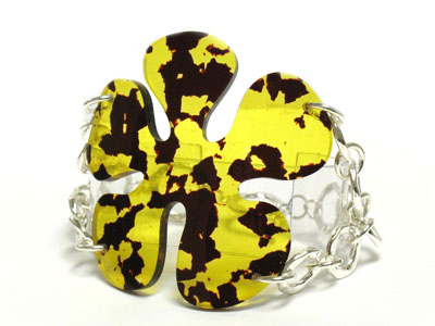 Synthetic amber flower toggle bracelet