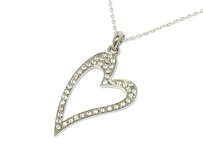 Made in korea whitegold plating crystal heart necklace