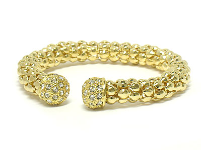 Crystal ball edged coiled stretch bracelet