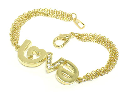 Crystal deco love multi chain link bracelet