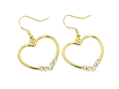 Crystal stud metal heart earring