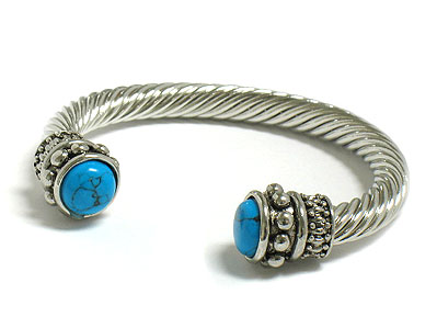 Turquoise edge cable bangle