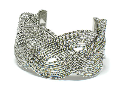 Woven metal cuff bangle