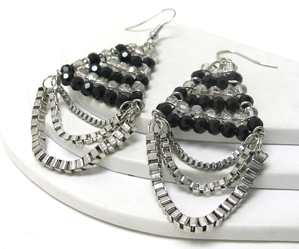 Facet beads and metal boc chain hanging earring