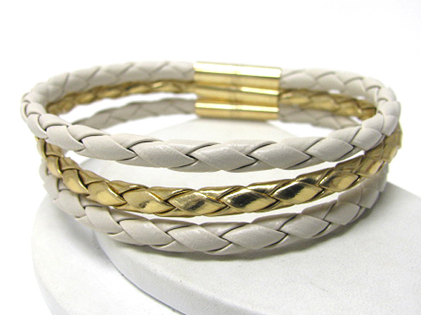 Triple woven leatherette bracelet set