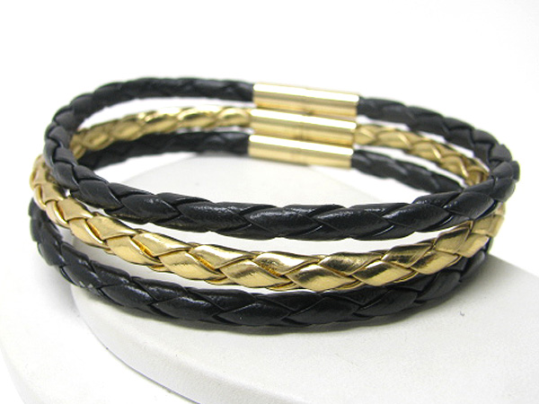 Triple woven leatherette bracelet set