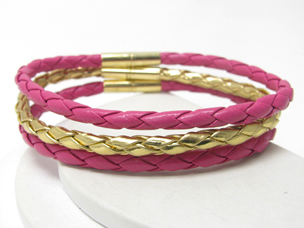 Triple woven leatherette bracelet set