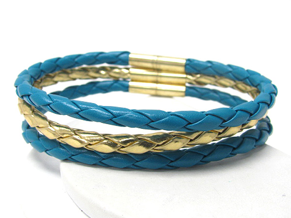 Triple woven leatherette bracelet set