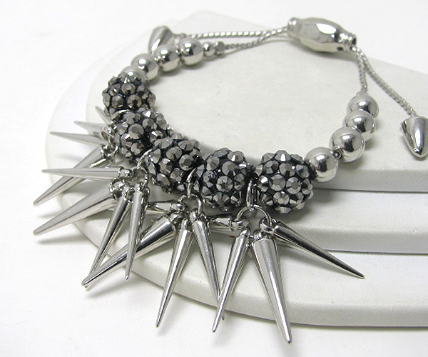 Multi fireball and spike deco knot bracelet