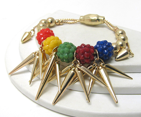 Multi fireball and spike deco knot bracelet