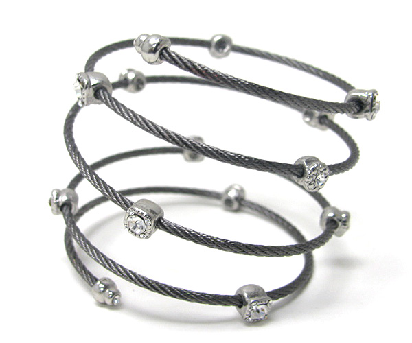 Crystal accent and metal rope corded bracelet