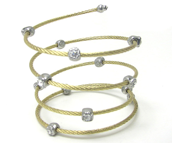 Crystal accent and metal rope corded bracelet