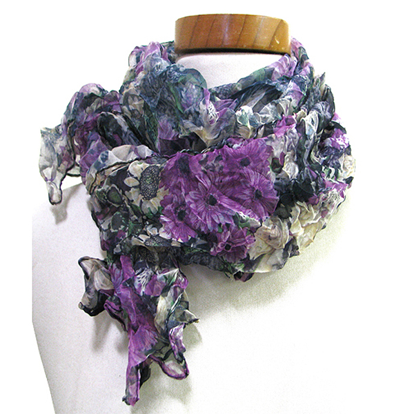 100% polyester flower factory crinkle spring scarf