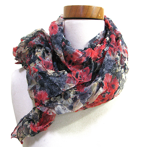 100% polyester flower factory crinkle spring scarf