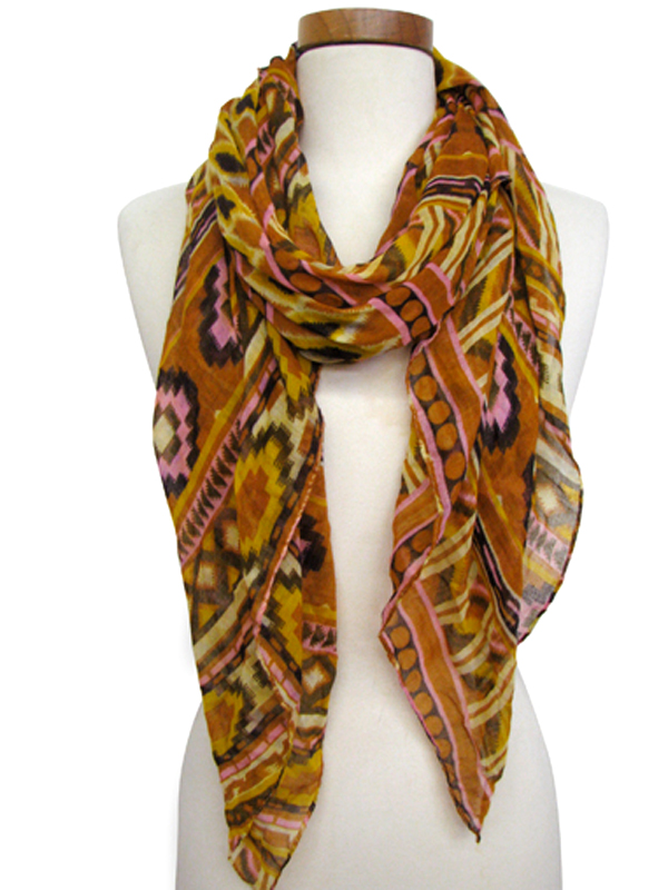 100% polyester vivid tribal spring scarf