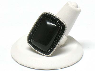 Natural stone square fashion ring -adjustable size