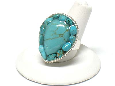 Natural stone tear drop fashion ring -adjustable size