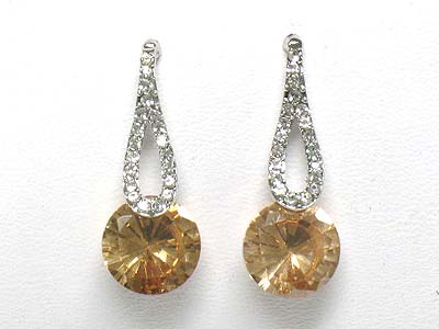 Crystal deco and cubic drop earring