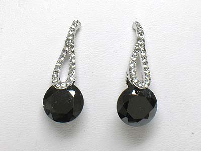 Crystal deco and cubic drop earring