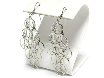 Metal peace link drop earring