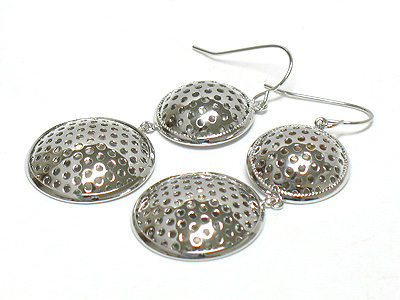 Golf ball pattern puff round disk drop earring