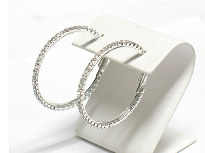 Rhinestone hoop earirng - 40mm