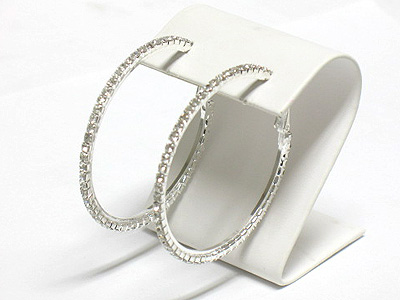 Rhinestone hoop earirng - 50 mm