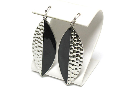 Half enamel metal leaf shape earring