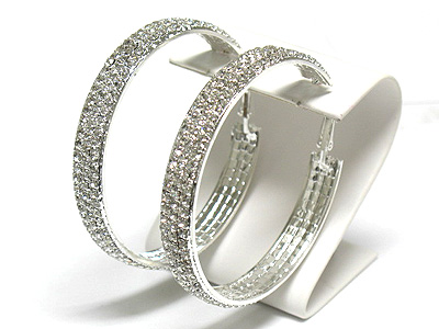 Rhinestone 4 row hoop earirng