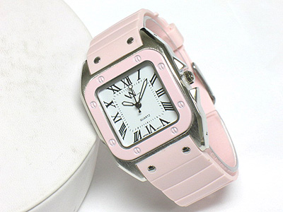 Designer inspired color rubber band fashion watch