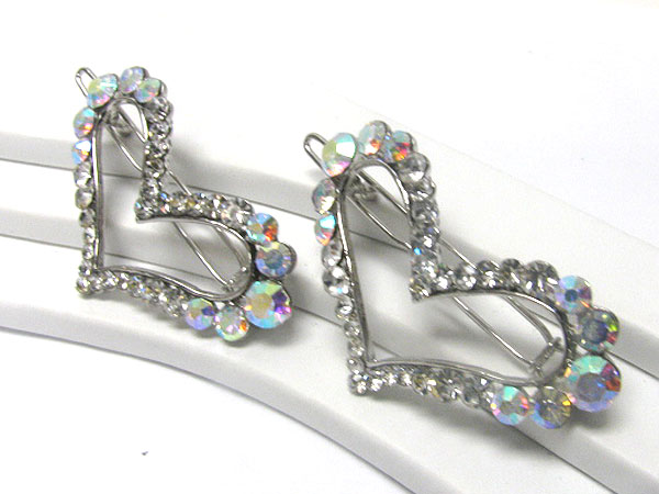 Crystal deco heart hair pin - 2 pc set