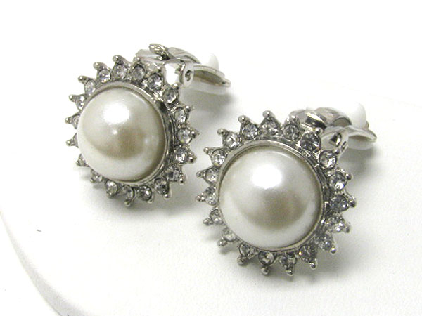 Crystal and pearl clip on earring